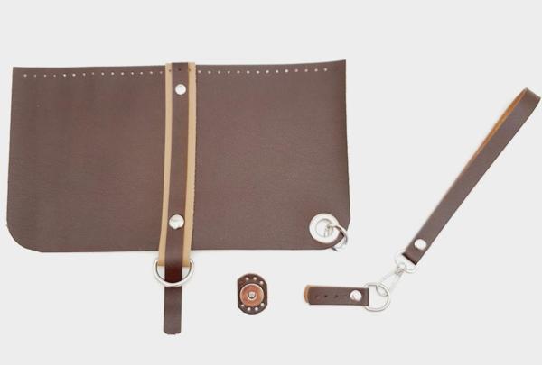 Angel Çanta Aksesuar Suni Deri Abiye Cluch Çanta Seti Kahverengi Gümüş Metalli - Image 1