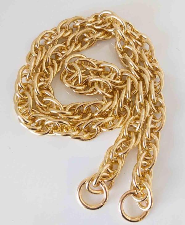 Angel Çanta Aksesuar 100 Cm Çift Halka Döngülü Zincir Yaylı Halkalı Light Gold Renk - Image 1