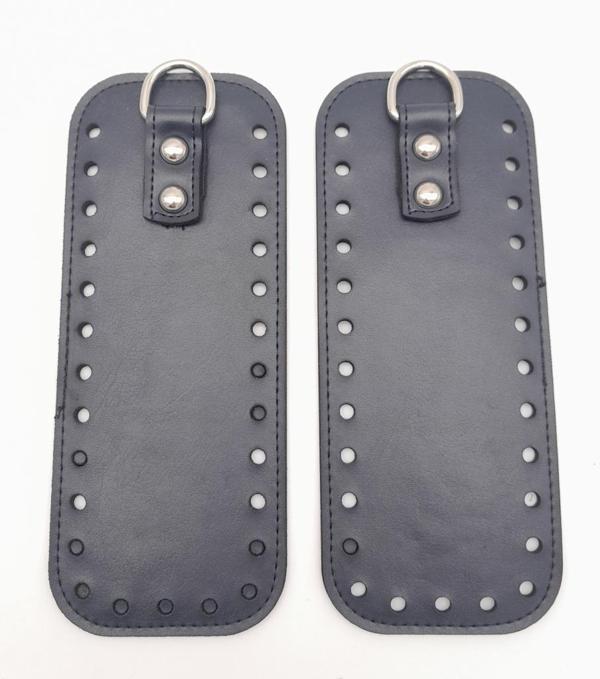 Angel Çanta Aksesuar Lacivert Suni Deri Dikdörtgen Çanta Yan Parçası Gümüş Metalli - Image 1