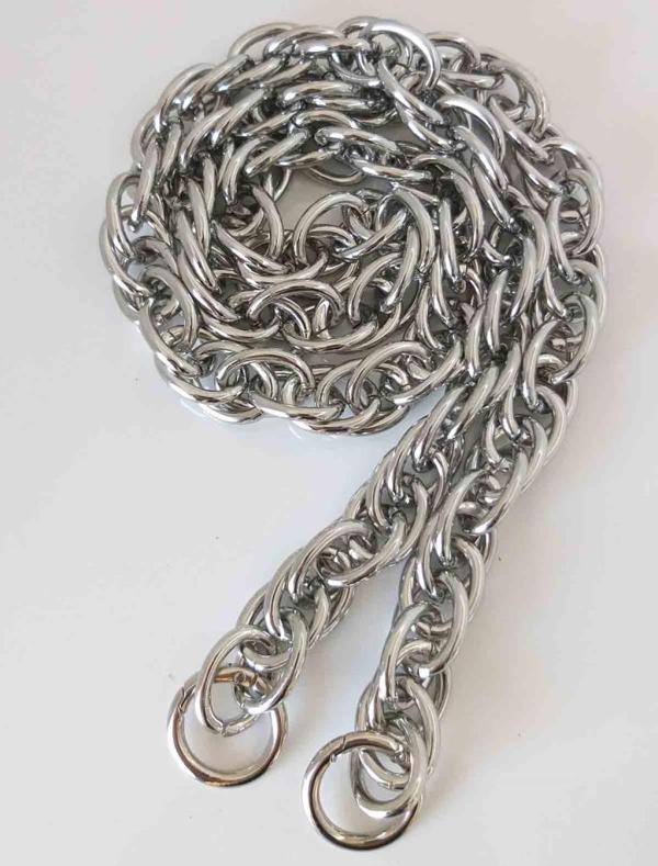 Angel Çanta Aksesuar 100 Cm Çift Halka Döngülü Zincir Yaylı Halkalı Gümüş Renk - Image 1