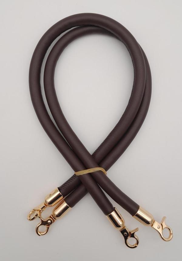 Angel Çanta Aksesuar Çift Kordon Çanta Sapı Koyu Kahverengi Light Gold Metalli - Image 1