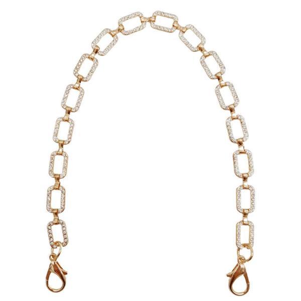 Angel Çanta Aksesuar 35 cm Light Gold Renk Taşlı Kancalı Çanta Zinciri - Image 1