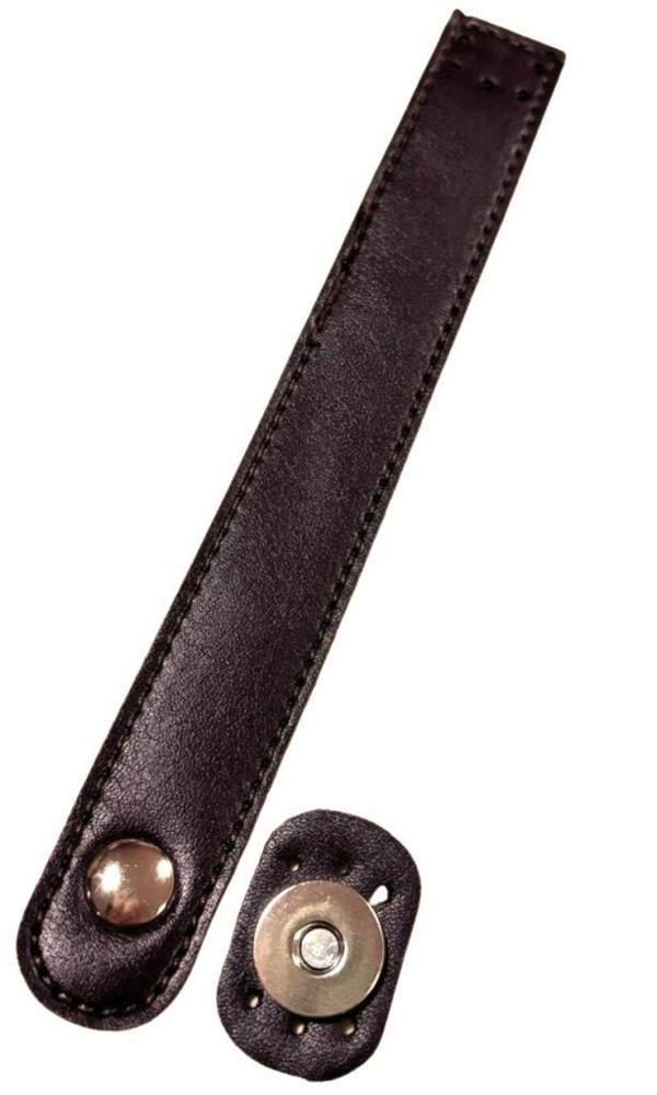 Angel Çanta Aksesuar Suni Deri 18x2.3 cm Çanta Kapağı Koyu Kahve Gümüş  Metalli - Image 1