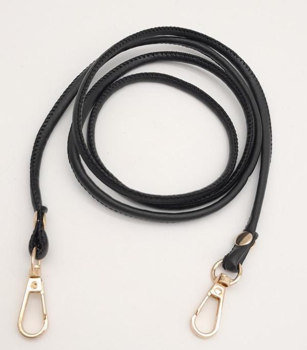 Angel Çanta Aksesuar Siyah Renk 5 mm Suni Deri Spagetti Model Çanta Sapı Light Gold Metal - Image 1