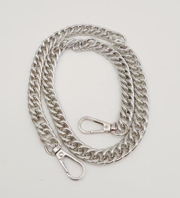 Angel Çanta Aksesuar 60 cm Gümüş Renk Kancalı Çift Halkalı Çanta Zinciri - Image 1