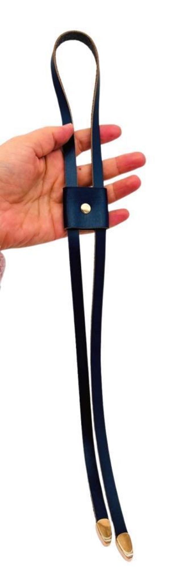 Angel Çanta Aksesuar Gerçek Deri Büzgü Lacivert  Renk Light Gold Metalli - Image 1