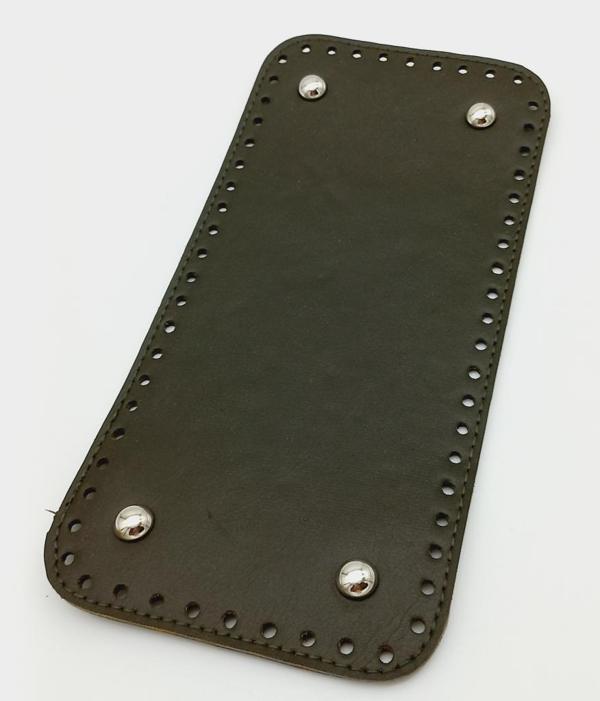 Angel Çanta Aksesuar Suni Deri Haki Renk 25X12 cm Dikdörtgen Çanta Tabanı (Gümüş Aparatlı) - Image 1