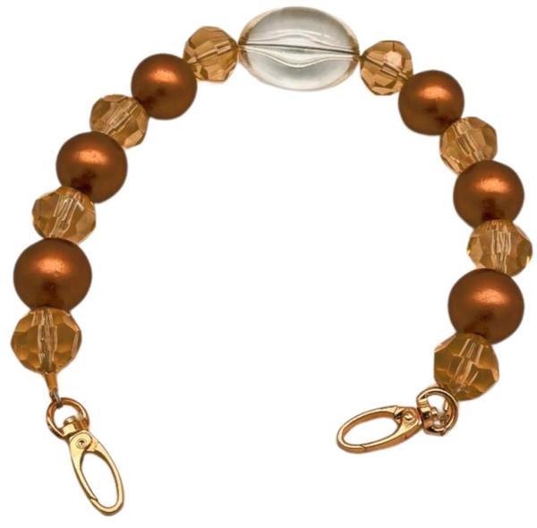 Angel Çanta Aksesuar 43 Cm Şeffaf  Oval Boncuklu Çanta Sapı Light Metalli - Image 1