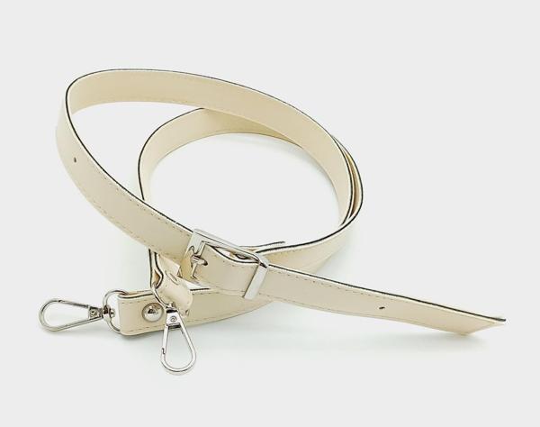 Angel Çanta Aksesuar 120X2 Cm Suni Deri Gümüş Tokalı Krem Renk Çanta Sapı - Image 1