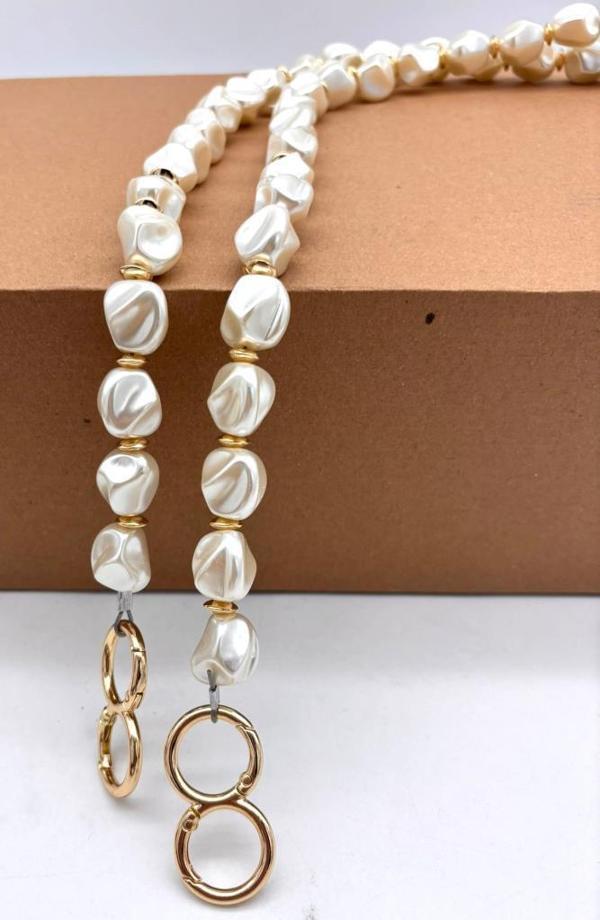 Angel Çanta Aksesuar 120 İncili Çanta Sapı Light Gold Metalli - Image 1