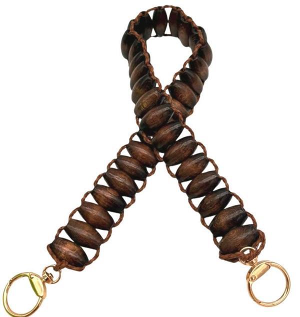 Angel Çanta Aksesuar 65x3 cm Koyu Renk Oval Ahşap Boncuklu Ahşap Tek Çanta Sapı - Image 1