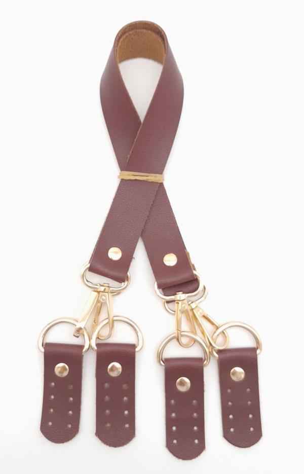 Angel Çanta Aksesuar Suni Deri 55 Cm Misu Model Çift Sap Bordo Renk Light Gold Metal - Image 1