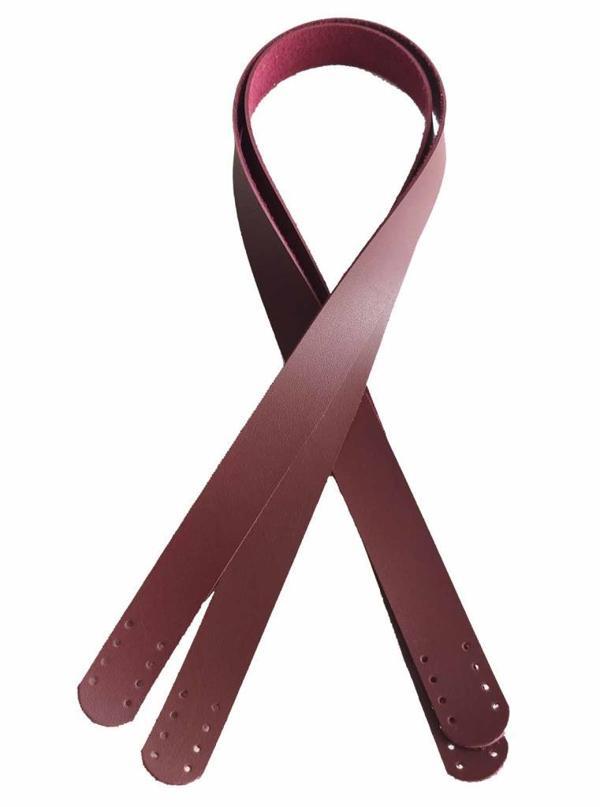 Angel Çanta Aksesuar 70X2.4 Cm, Tek Kat Suni Deri Bordo Renk Çift Sap - Image 1
