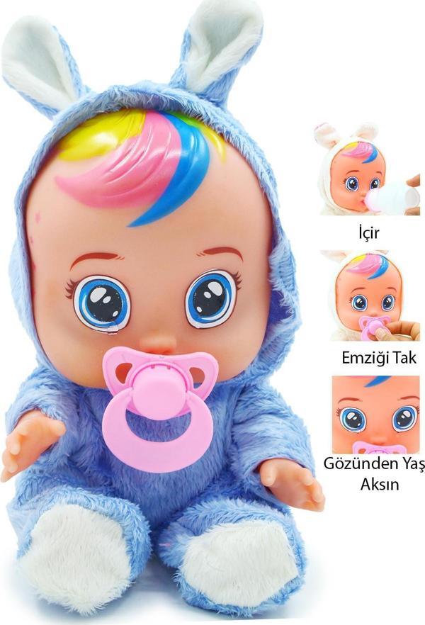 Global Toys Mavi Beyaz Ve Pembe Renk Ağlayan Ve Konuşan Et Bebek - Image 1