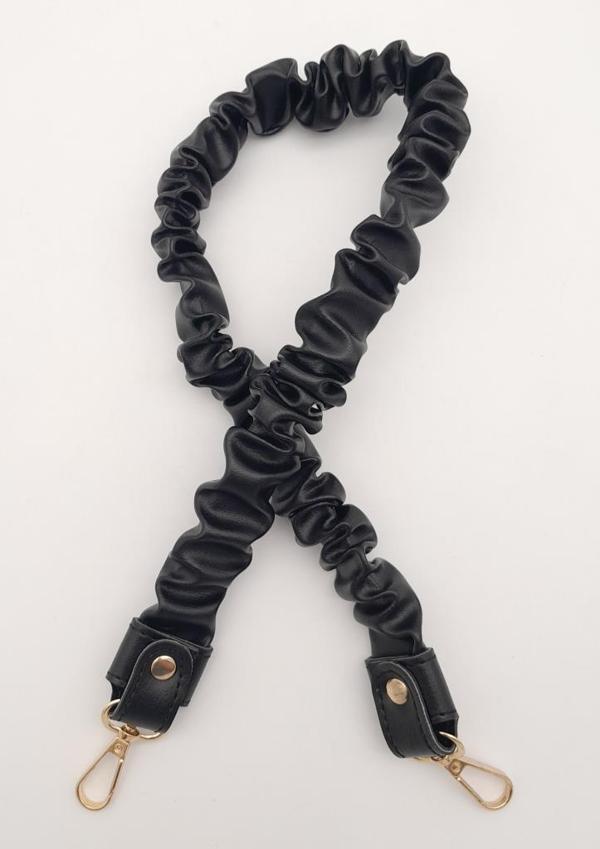 Angel Çanta Aksesuar 70 cm Büzgü Model Suni Deri Siyah Renk Çanta Sapı Light Gold Metalli - Image 1