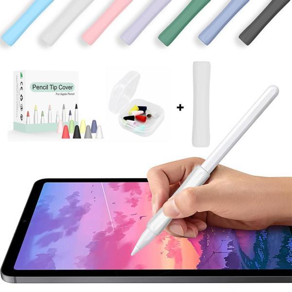 Apple Pencil 1-2 Nesil Pro USB-C Uyumlu Soft Yumuşak Silikon Kalem Tutucu ve 8'li Kalem Ucu Koruyucu - Image 1