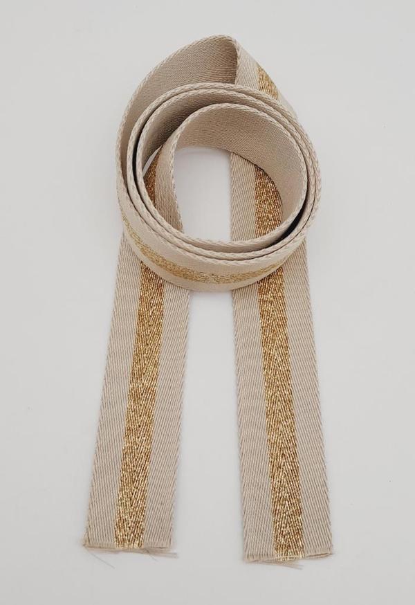 Angel Çanta Aksesuar 4 Cm Bej Renk Simli Polyester Kolon 2 Metre - Image 1