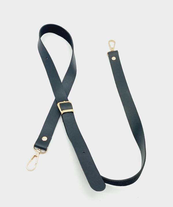 Angel Çanta Aksesuar 120X2 Cm Tek Kat Siyah Suni Deri Light Gold Tokalı Çanta Sapı - Image 1