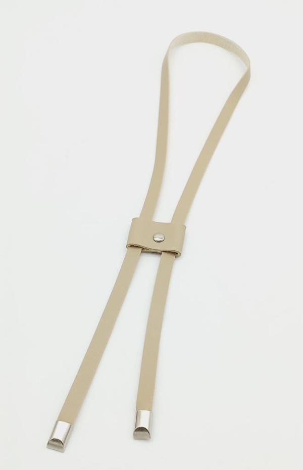 Angel Çanta Aksesuar Bej Tek Kat Suni Deri Büzgü Gümüş Metalli - Image 1