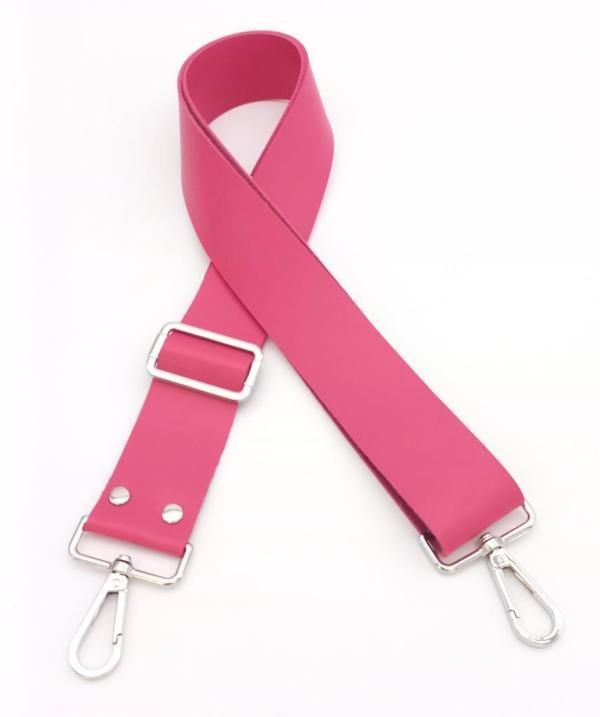 Angel Çanta Aksesuar Suni Deri Fuşya 120X4 Cm Çanta Sapı Kalsap Gümüş Metalli - Image 1