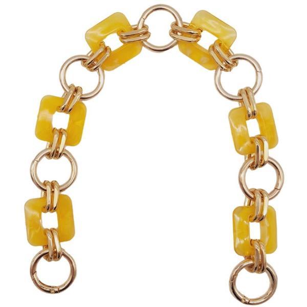 Angel Çanta Aksesuar 40 cm Kare Akrilik Yaylı Halkalı Çanta Zinciri Sarı Renk Light Gold Metalli - Image 1
