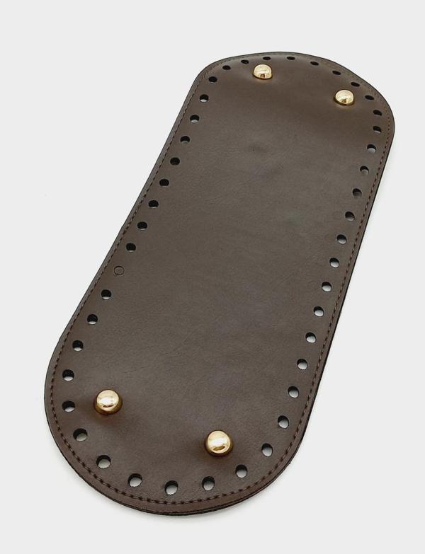 Angel Çanta Aksesuar Suni Deri Kahverengi 30X12 cm Oval Çanta Tabanı (Light Gold Aparatlı) - Image 1