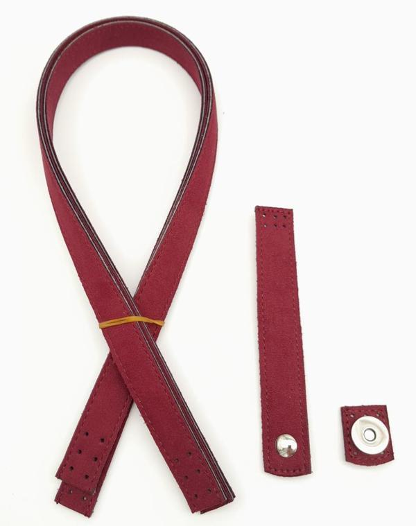 Angel Çanta Aksesuar Bordo 70X2 Cm Nubuk Süet Çift Saplı İnce Kapaklı Takım Gümüş Metal - Image 1