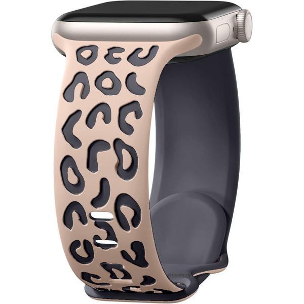 Apple Watch Uyumlu 44 45 46mm Leopar Desenli Yumuşak Silikon Kordon Seri 2 3 4 5 6 Se 7 8 9 10  - Image 1