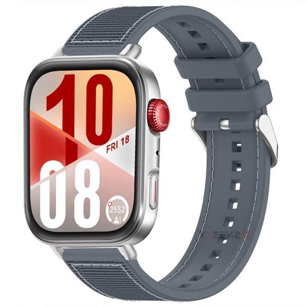 Huawei Watch Fit 4 Fit 4 Pro İle Uyumlu Dikiş Desenli Metal Tokalı Dokuma Silikon Kordon - Image 1