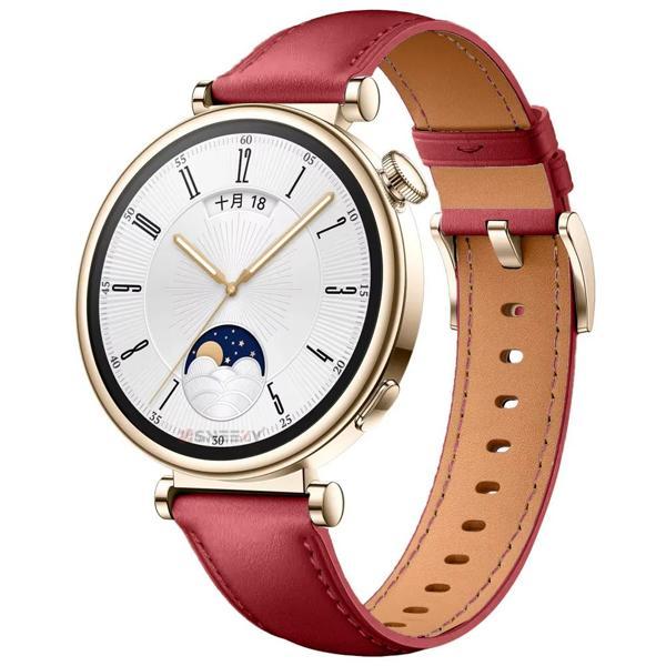 Huawei Watch GT5 41mm İle Uyumlu Starlight Gold Metal Tokalı Deri Zarif Şık Kordon - Image 1
