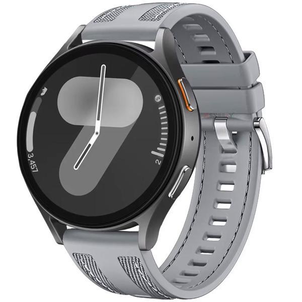 Sneezy Samsung Galaxy Watch 7 44mm 40mm Uyumlu Metal Tokalı Dikiş Detaylı Şık Dokuma Silikon Kordon - Image 1