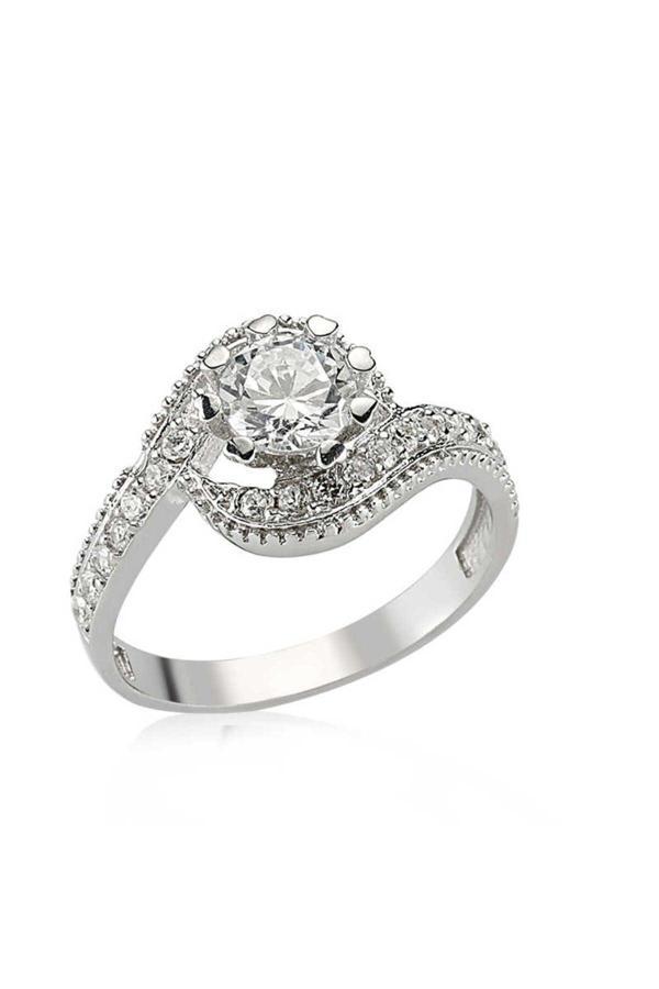 Armagano Gümüş Zirkon Tek Taş  Yüzük - Image 1