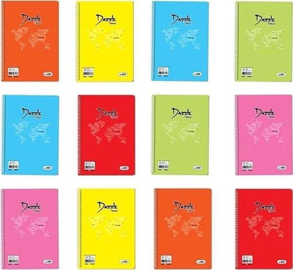 Dazzle A4 Pastel Spiralli Plastik Kapak 144 Yaprak Kareli Defter (6 Lı Paket) - Image 1