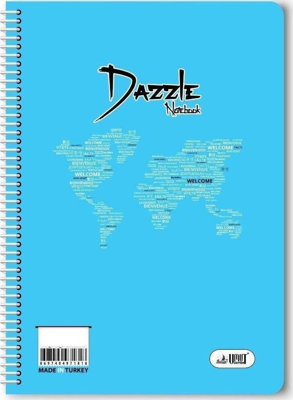 Dazzle A4 Spiralli Plastik Kapak 96 Yaprak Çizgisiz Defter (12 Li Paket) - Image 1