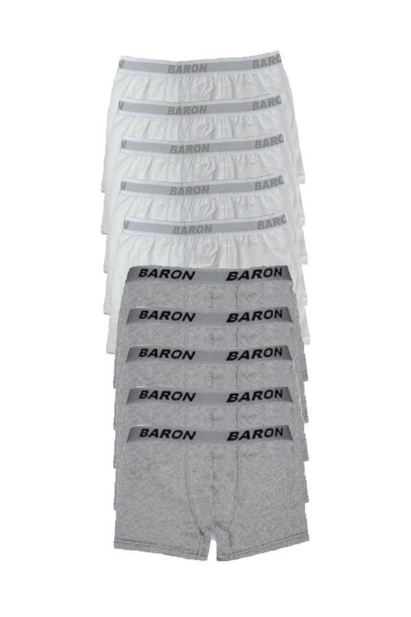 Pi Giyim 10 Adet Ekonomik Likralı Boxer Short Beyaz-Gri - Image 1