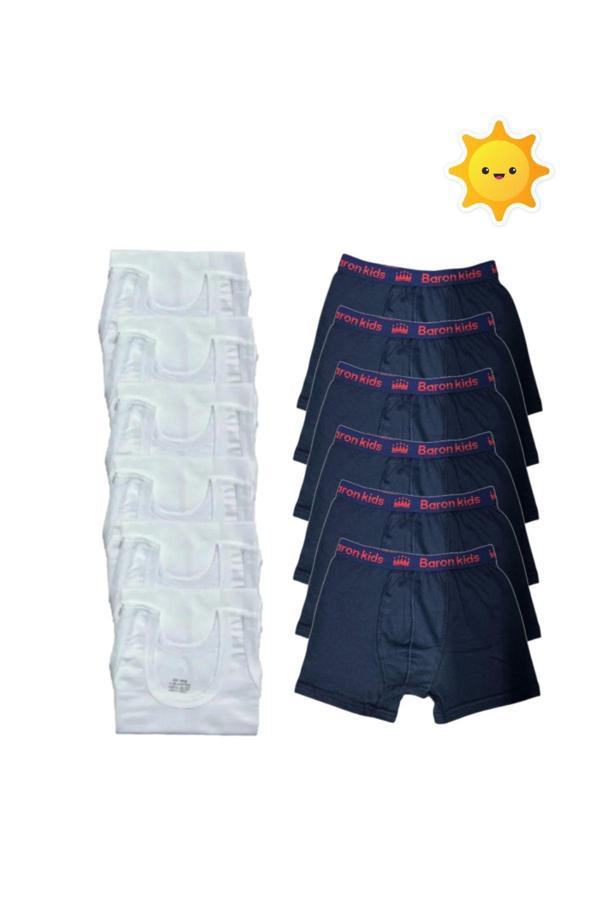 Pi Giyim 12Li Erkek Çocuk Atlet Boxer Takımı 6 Atlet 6 Boxer - Image 1
