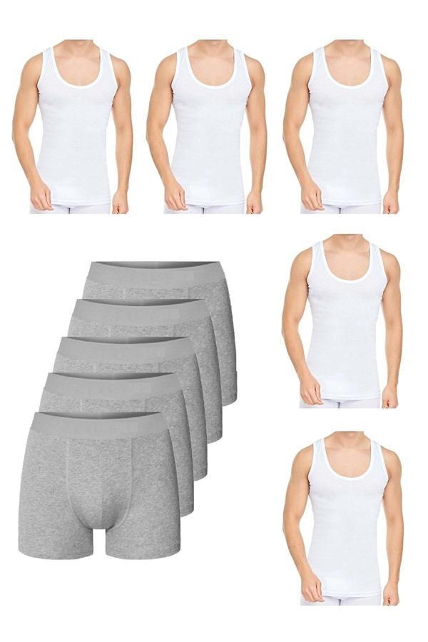 Pi Giyim 10 Parça Atlet Ve Boxer Takımı 5 Boxer 5 Atlet - Image 1