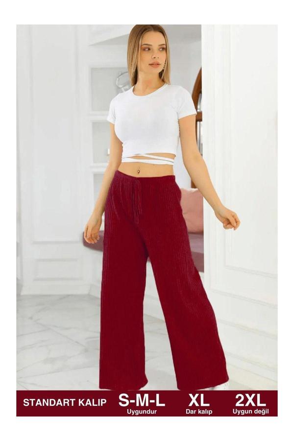 Pi Giyim Kadın Kaşkorse Fitilli Pijama Altı Standart Kırmızı - Image 1