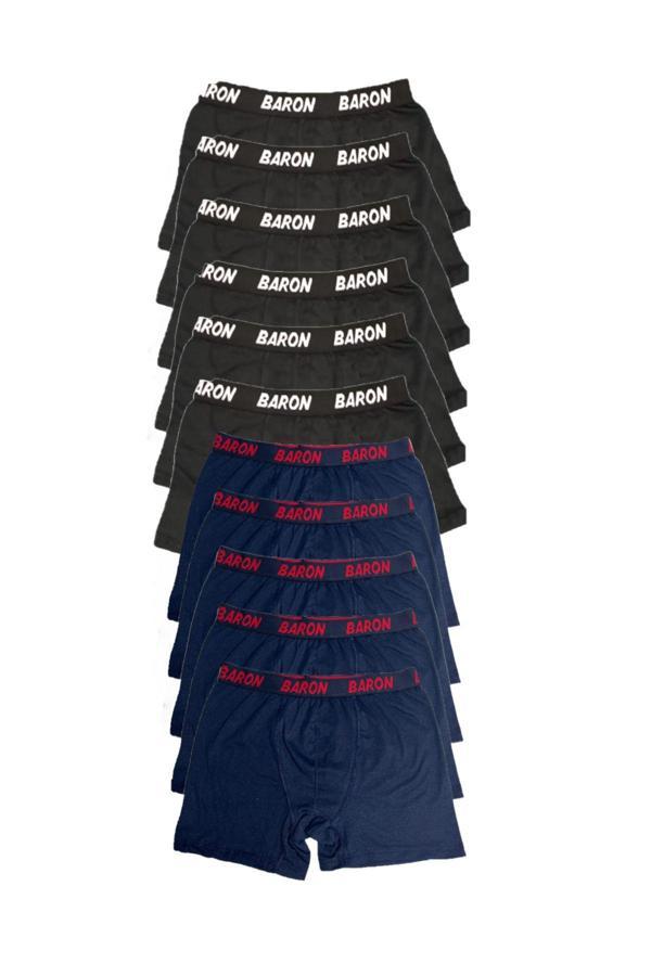 Pi Giyim 12 Adet Ekonomik Likralı Boxer Short Siyah-Lacivert - Image 1