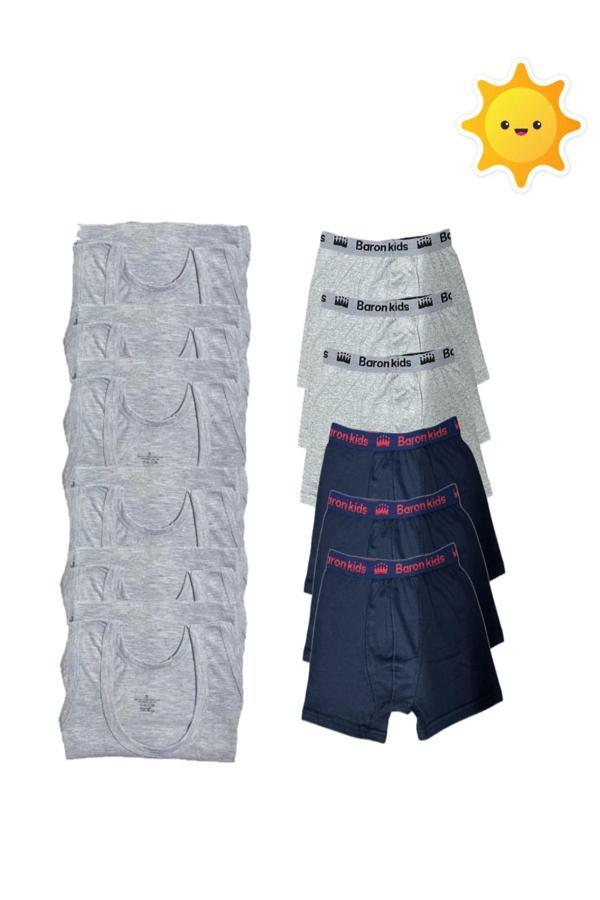 Pi Giyim 12Li Erkek Çocuk Atlet Boxer Takımı 6 Atlet 6 Boxer - Image 1