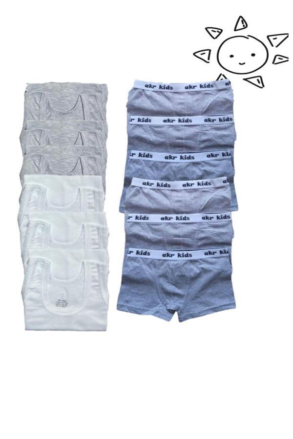 Pi Giyim 12Li Erkek Çocuk Atlet Boxer Takımı 6 Atlet 6 Boxer - Image 1