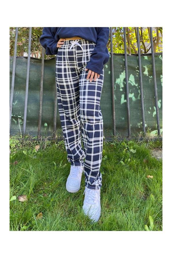 Pi Giyim Kurdeleli Ekose Kadın Pijama Altı - Image 1