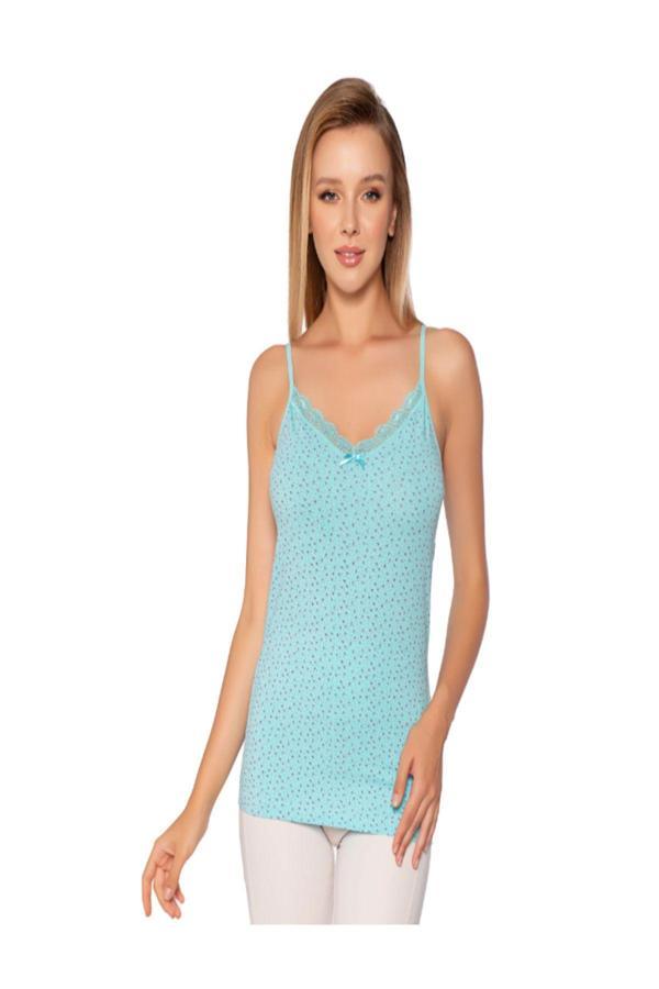 Pi Giyim Kadın 6'Lı Likralı Empirme Desenli Atlet - Image 1