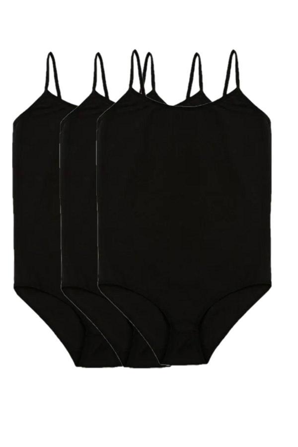Pi Giyim 3 Adet Ip Askılı Kadın Çıtçıtlı Body Zıbın Siyah - Image 1