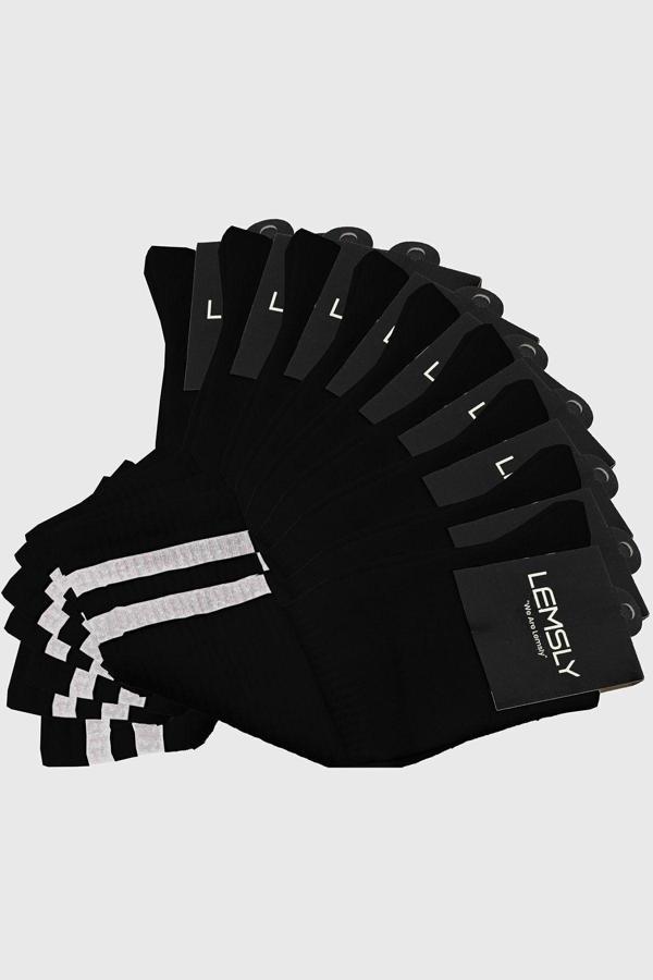 Pi Giyim Unisex 9Lu Uzun Spor Çorap Siyah - Image 1