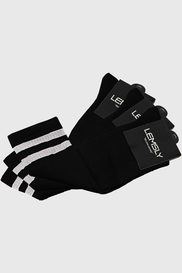 Pi Giyim Unisex 3'Lü Uzun Spor Çorap Siyah - Image 1