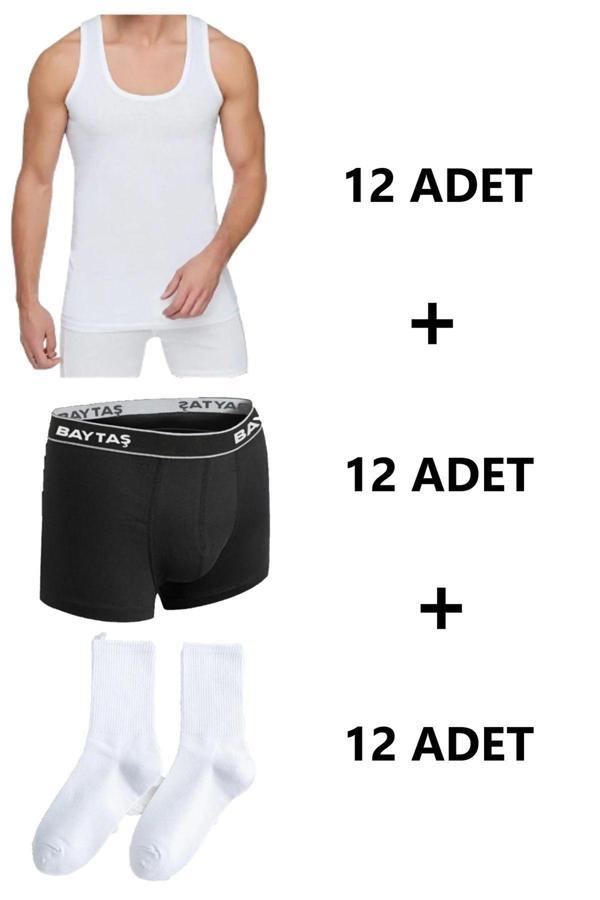 Pi Giyim 36 Adet Ekonomik Çamaşır Takımı Atlet Çorap Boxer - Image 1