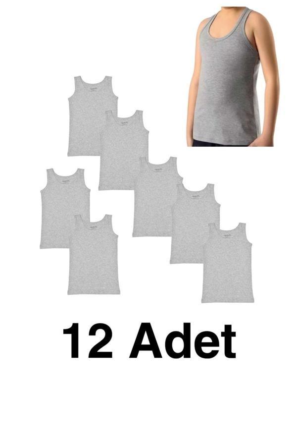 Pi Giyim 12'Li Gri 3-14 Yaş Çocuk Atlet - Image 1