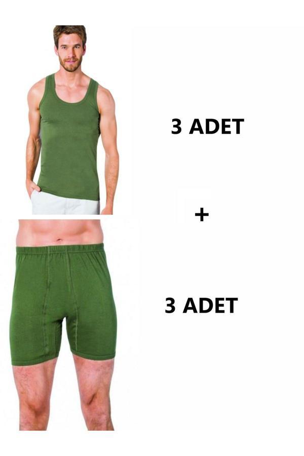 Pi Giyim Erkek 6'Lı Paket Pamuk Paçalı Külot Ve Atlet - Image 1