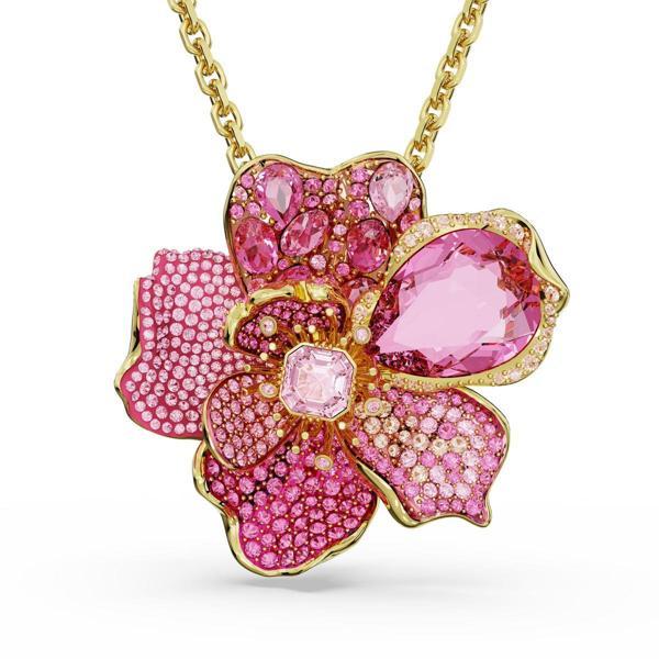 5652068 Swarovski Kolye Florere Pendant and Brooch, Pave, Flower, Pink, Gold-tone Plated - Image 1